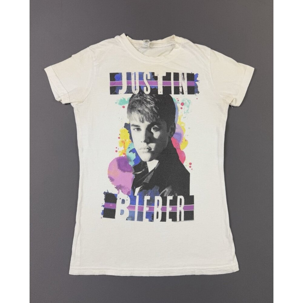 Rare Vintage Y2K Justin Bieber Womens Medium Tee Concert Album Tour Art
